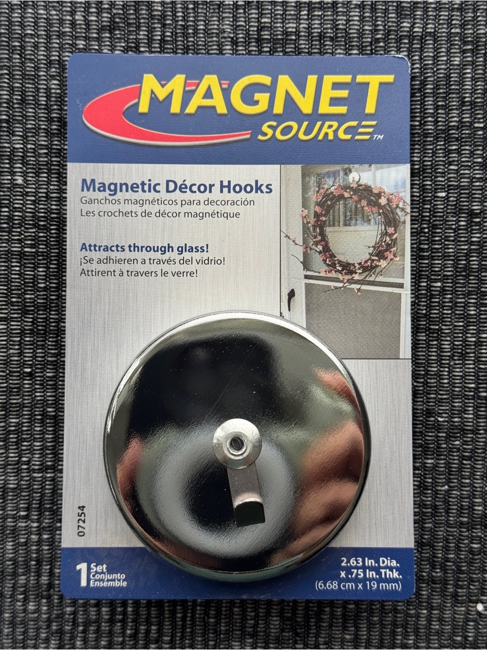 Magnet Source Magnetic Décor Hook Through Glass